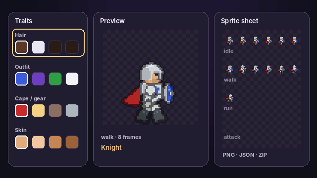 Character sprite sheet creator animated overview